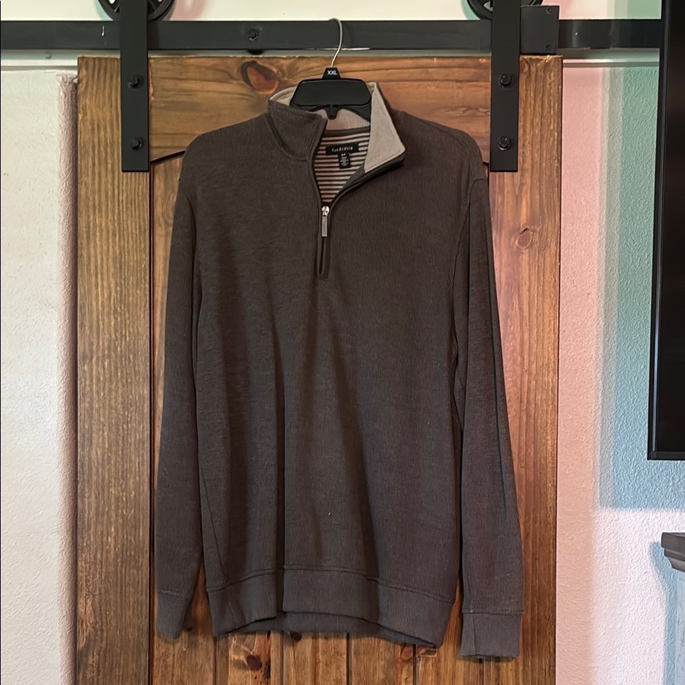 Van Heusen Brown Zip Up Sweater Casual Knit